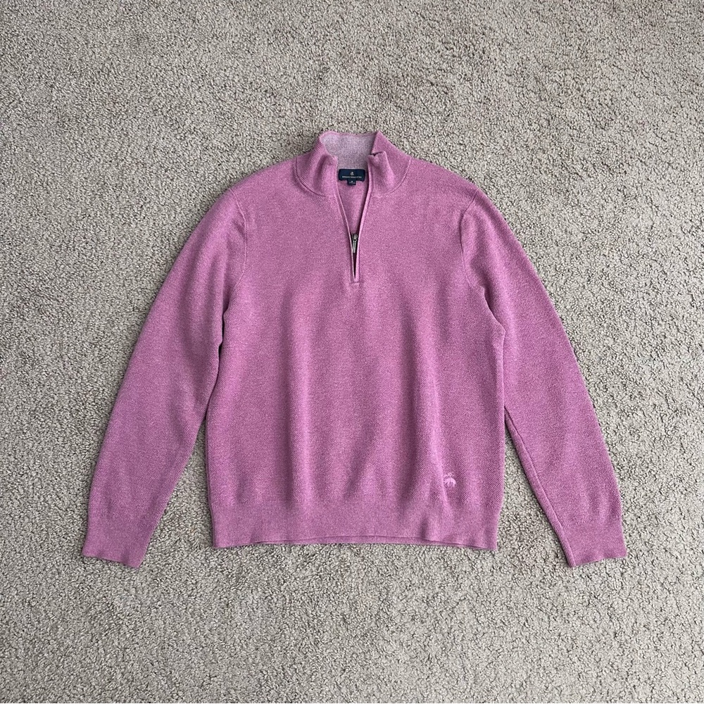 Brooks Brothers Orchid Purple 1/2 Zip Mock Neck Sweater Mens M